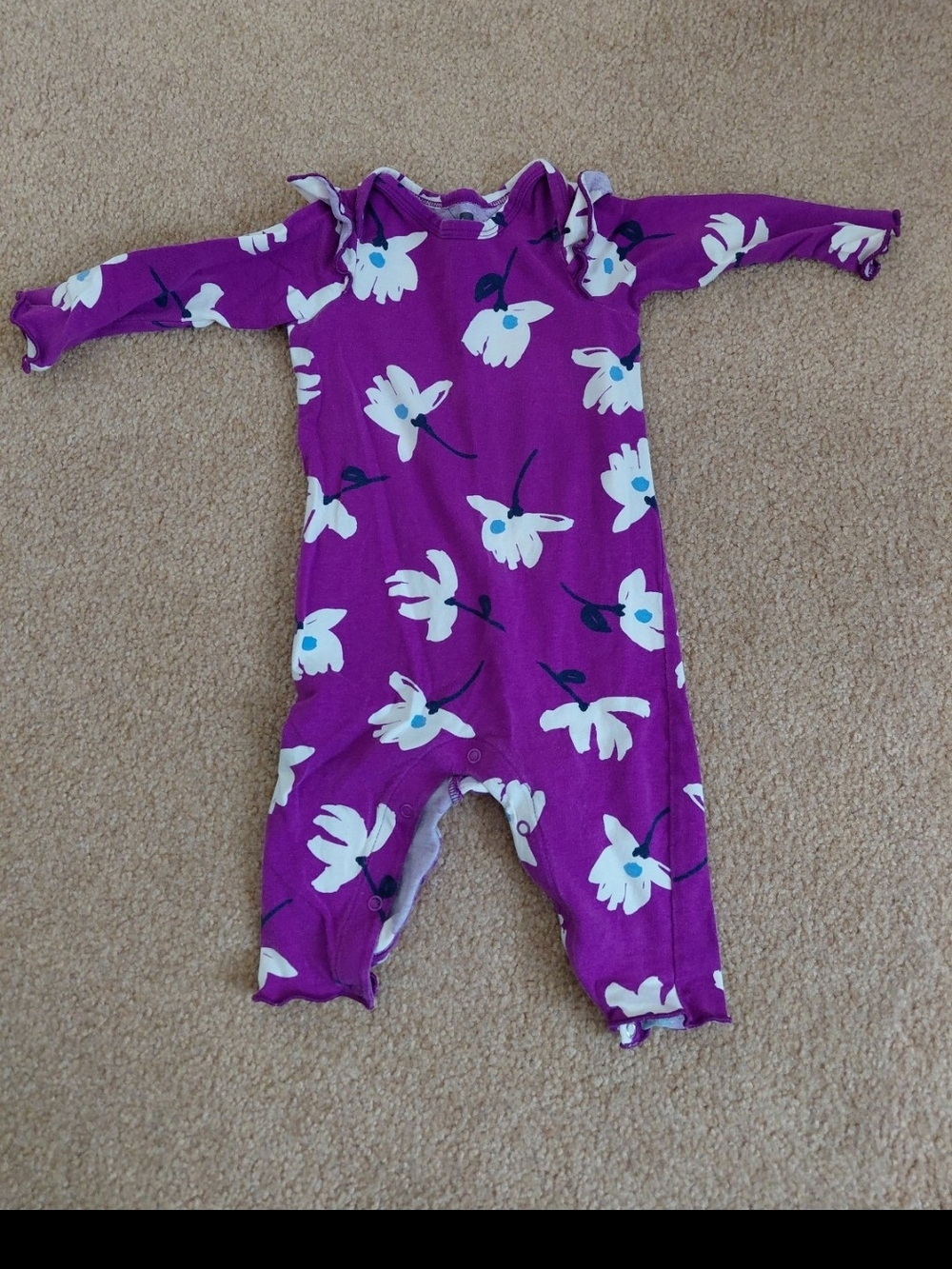 Tea Collection Purple Floral Long-Sleeve One-Piece Bodysuit